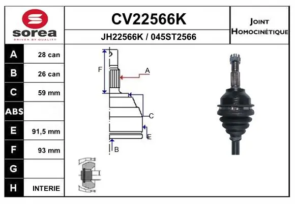 EAI csuklókészlet, hajtótengely - CV22566K - TothCarparts