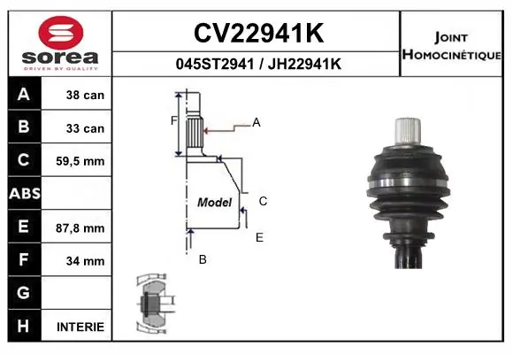 EAI csuklókészlet, hajtótengely - CV22941K - TothCarparts