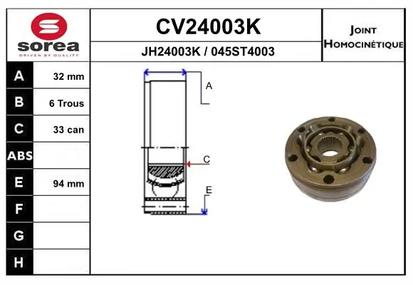 EAI csuklókészlet, hajtótengely - CV24003K - TothCarparts