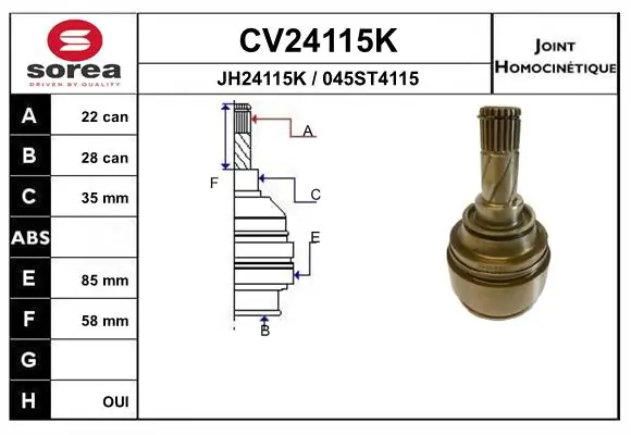 EAI csuklókészlet, hajtótengely - CV24115K - TothCarparts