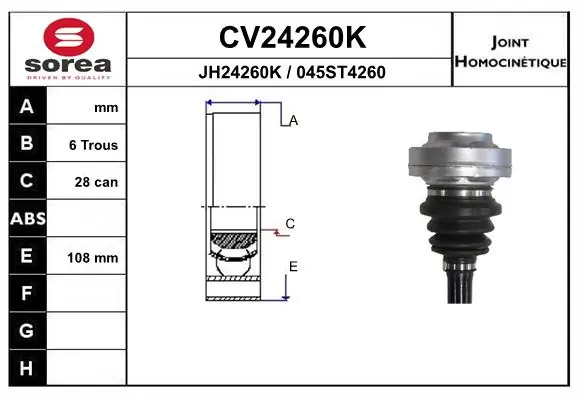EAI csuklókészlet, hajtótengely - CV24260K - TothCarparts