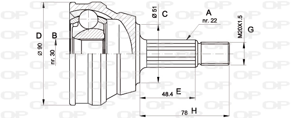 OPEN PARTS csuklókészlet, hajtótengely - CVJ5008.10 - TothCarparts