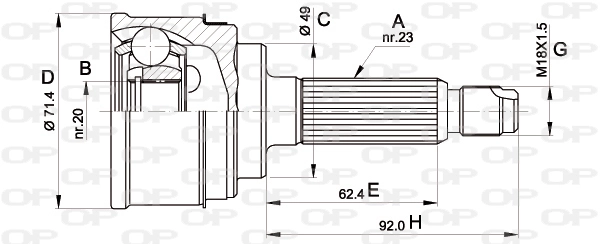 OPEN PARTS csuklókészlet, hajtótengely - CVJ5349.10 - TothCarparts