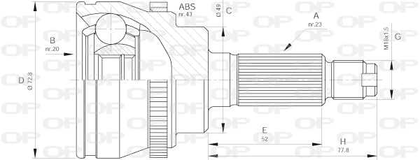 OPEN PARTS csuklókészlet, hajtótengely - CVJ5381.10 - TothCarparts