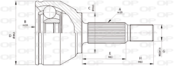 OPEN PARTS csuklókészlet, hajtótengely - CVJ5681.10 - TothCarparts