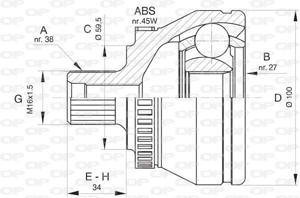OPEN PARTS csuklókészlet, hajtótengely - CVJ5816.10 - TothCarparts
