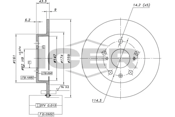 ICER féktárcsa - 78BD6097-2 - TothCarparts