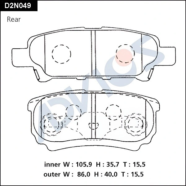 ADVICS fékbetétkészlet, tárcsafék - D2N049 - TothCarparts