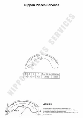 NPS fékpofakészlet - D350U12 - TothCarparts