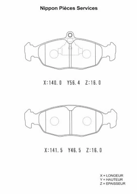 NPS fékbetétkészlet, tárcsafék - D360O01 - TothCarparts