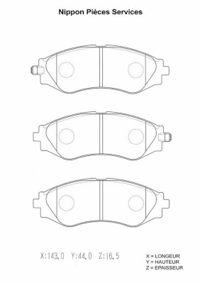 NPS fékbetétkészlet, tárcsafék - D360O03 - TothCarparts