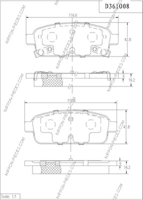 NPS fékbetétkészlet, tárcsafék - D361O08 - TothCarparts