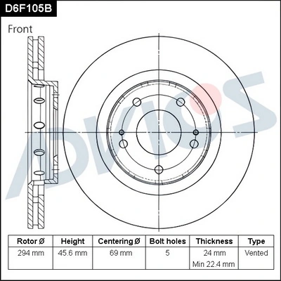 ADVICS féktárcsa - D6F105B - TothCarparts