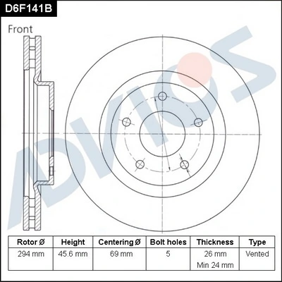 ADVICS féktárcsa - D6F141B - TothCarparts