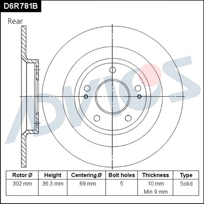 ADVICS féktárcsa - D6R781B - TothCarparts