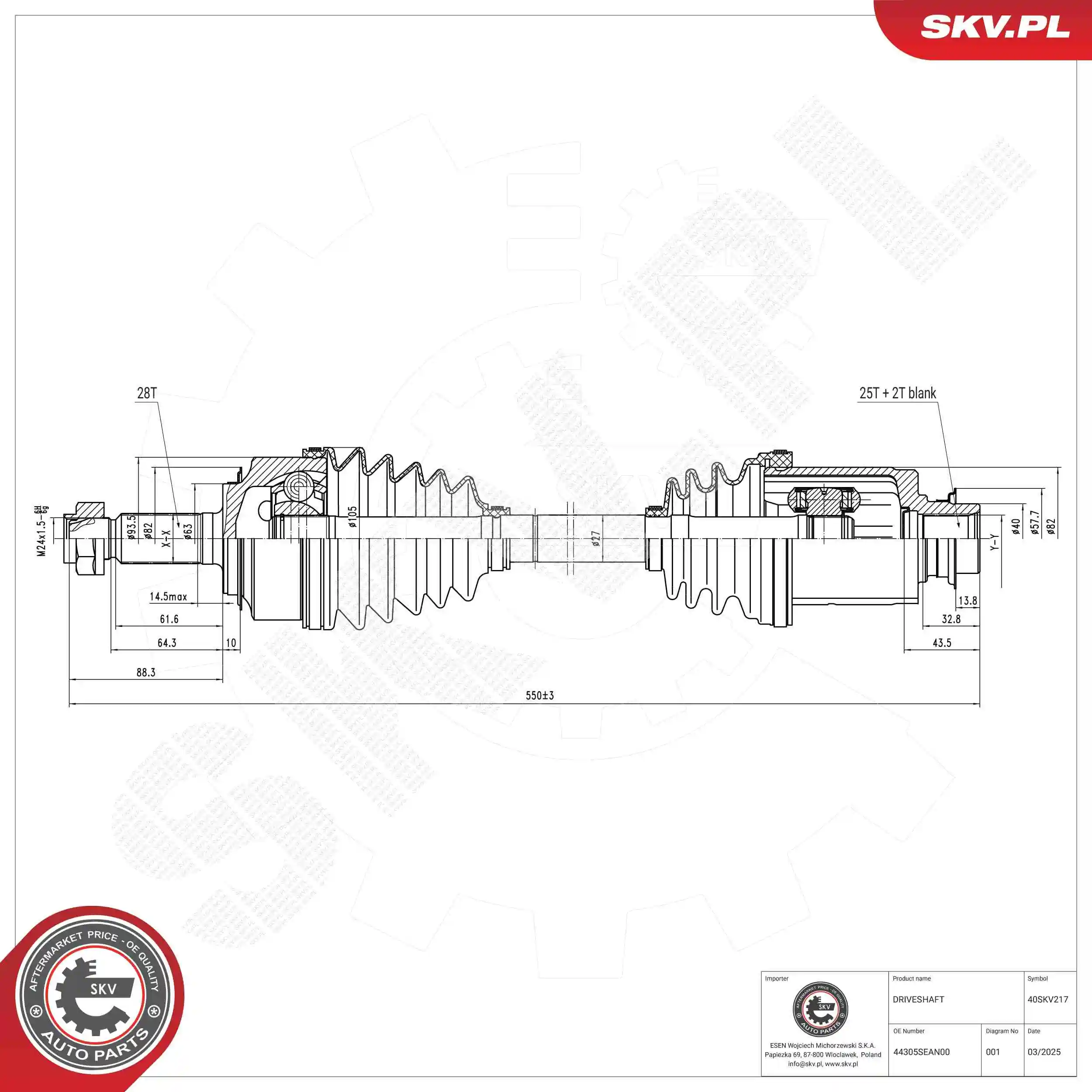 ESEN SKV hajtótengely - 40SKV217 - TothCarparts