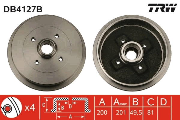 TRW fékdob - DB4127B - TothCarparts