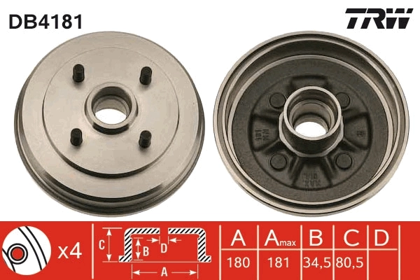 TRW fékdob - DB4181 - TothCarparts