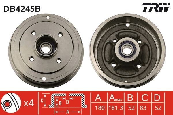 TRW fékdob - DB4245B - TothCarparts