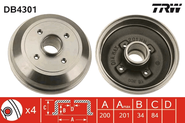 TRW fékdob - DB4301 - TothCarparts