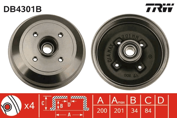 TRW fékdob - DB4301B - TothCarparts