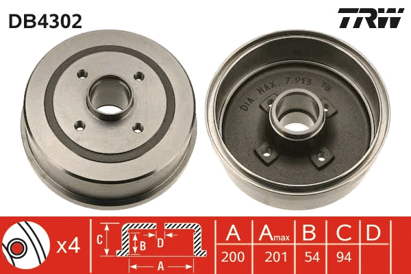TRW fékdob - DB4302 - TothCarparts