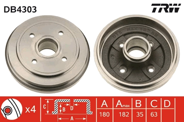 TRW fékdob - DB4303 - TothCarparts
