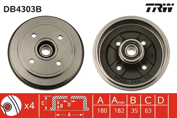 TRW fékdob - DB4303B - TothCarparts