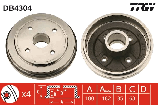TRW fékdob - DB4304 - TothCarparts
