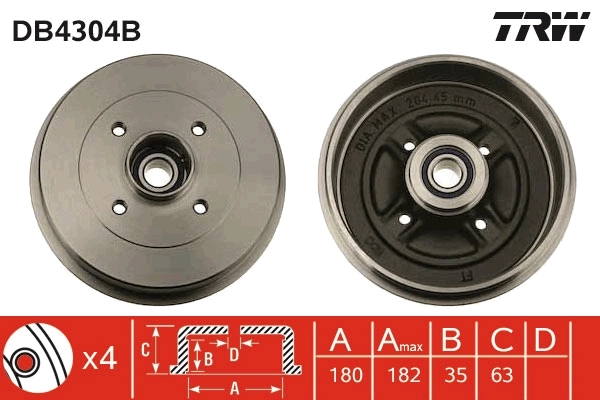 TRW fékdob - DB4304B - TothCarparts