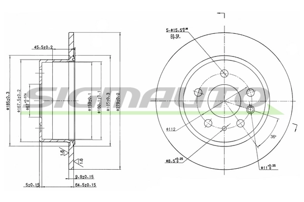 SIGMAUTO féktárcsa - DBA003S - TothCarparts