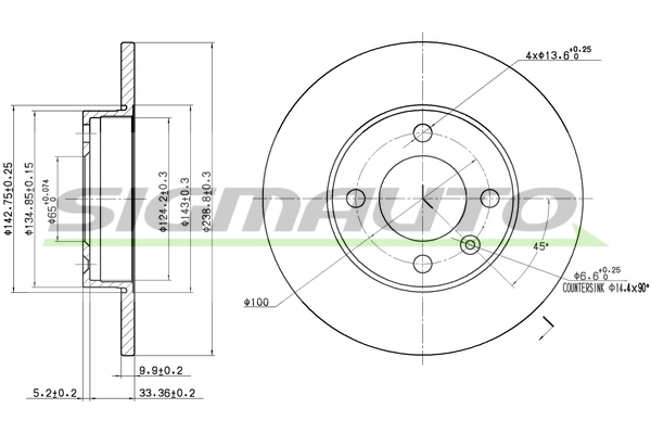 SIGMAUTO féktárcsa - DBA042S - TothCarparts