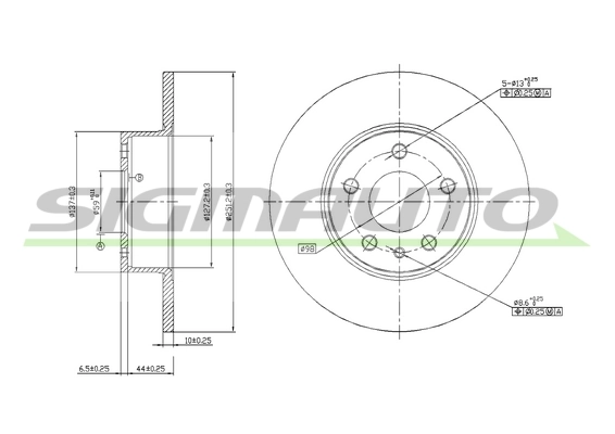 SIGMAUTO féktárcsa - DBA067S - TothCarparts