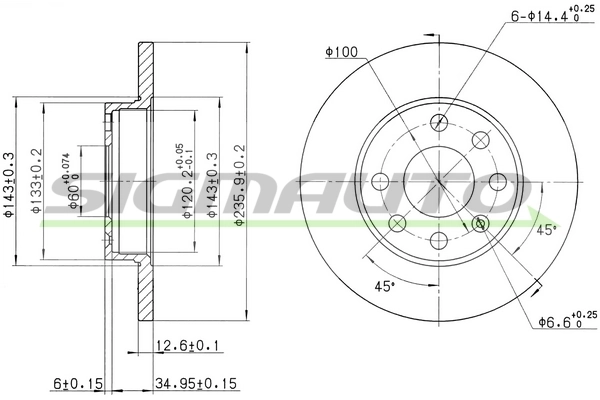 SIGMAUTO féktárcsa - DBA116S - TothCarparts