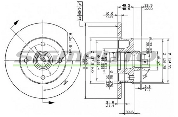 SIGMAUTO féktárcsa - DBA137S - TothCarparts