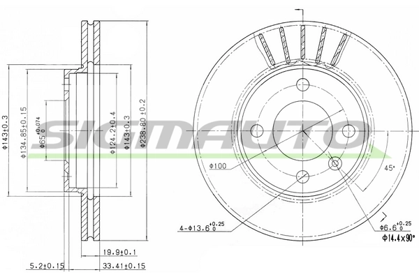 SIGMAUTO féktárcsa - DBA175V - TothCarparts
