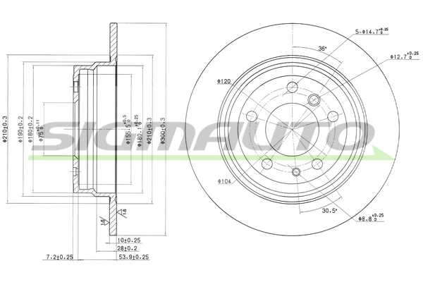 SIGMAUTO féktárcsa - DBA221S - TothCarparts