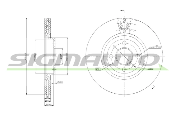 SIGMAUTO féktárcsa - DBA252V - TothCarparts