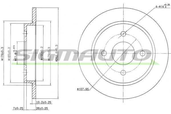 SIGMAUTO féktárcsa - DBA281S - TothCarparts