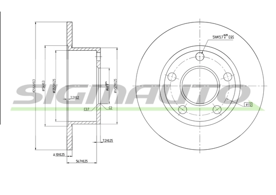 SIGMAUTO féktárcsa - DBA321S - TothCarparts