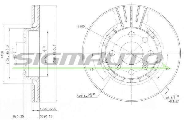 SIGMAUTO féktárcsa - DBA328V - TothCarparts