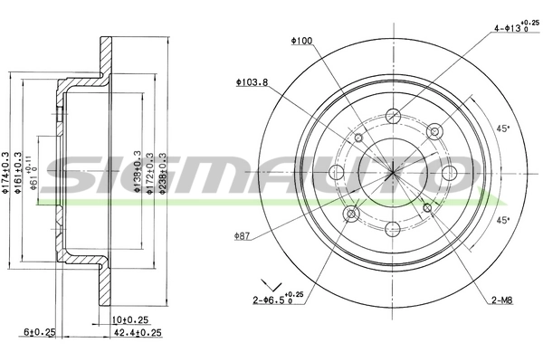 SIGMAUTO féktárcsa - DBA468S - TothCarparts