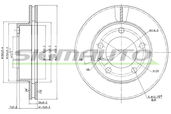 SIGMAUTO féktárcsa - DBA496V - TothCarparts