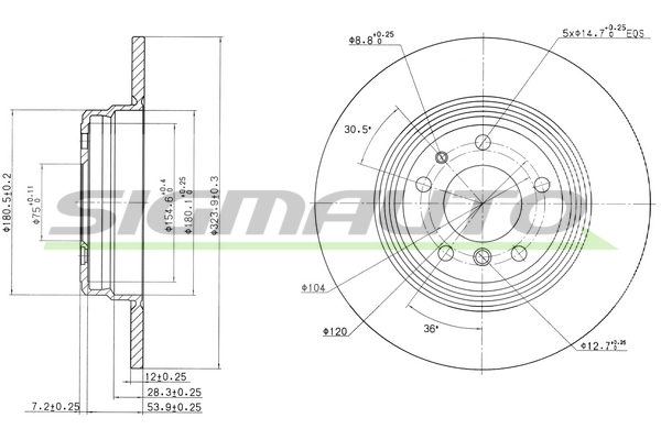 SIGMAUTO féktárcsa - DBA553S - TothCarparts