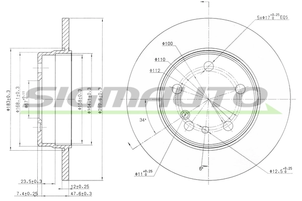SIGMAUTO féktárcsa - DBA560S - TothCarparts
