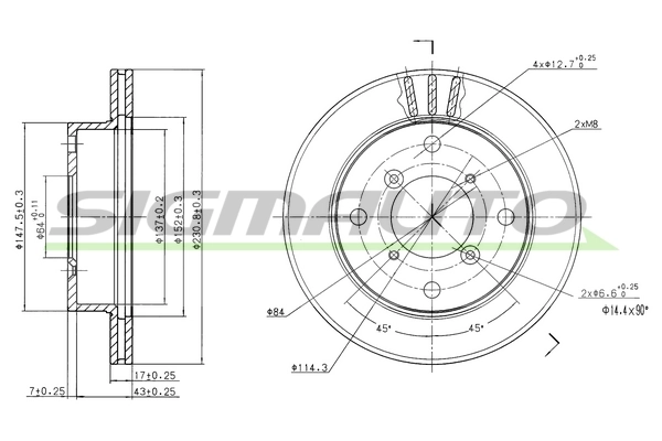 SIGMAUTO féktárcsa - DBA623V - TothCarparts