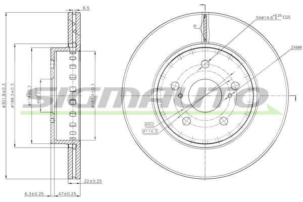 SIGMAUTO féktárcsa - DBA793V - TothCarparts
