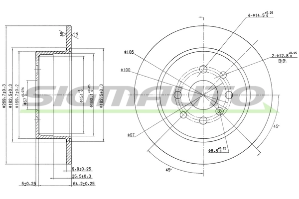 SIGMAUTO féktárcsa - DBA814S - TothCarparts