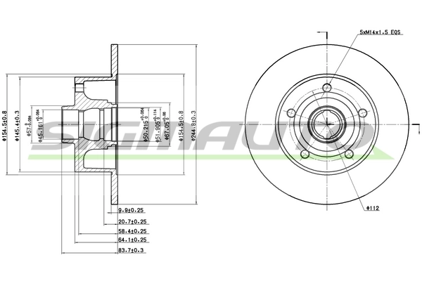 SIGMAUTO féktárcsa - DBA830S - TothCarparts