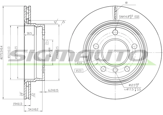 SIGMAUTO féktárcsa - DBA831V - TothCarparts
